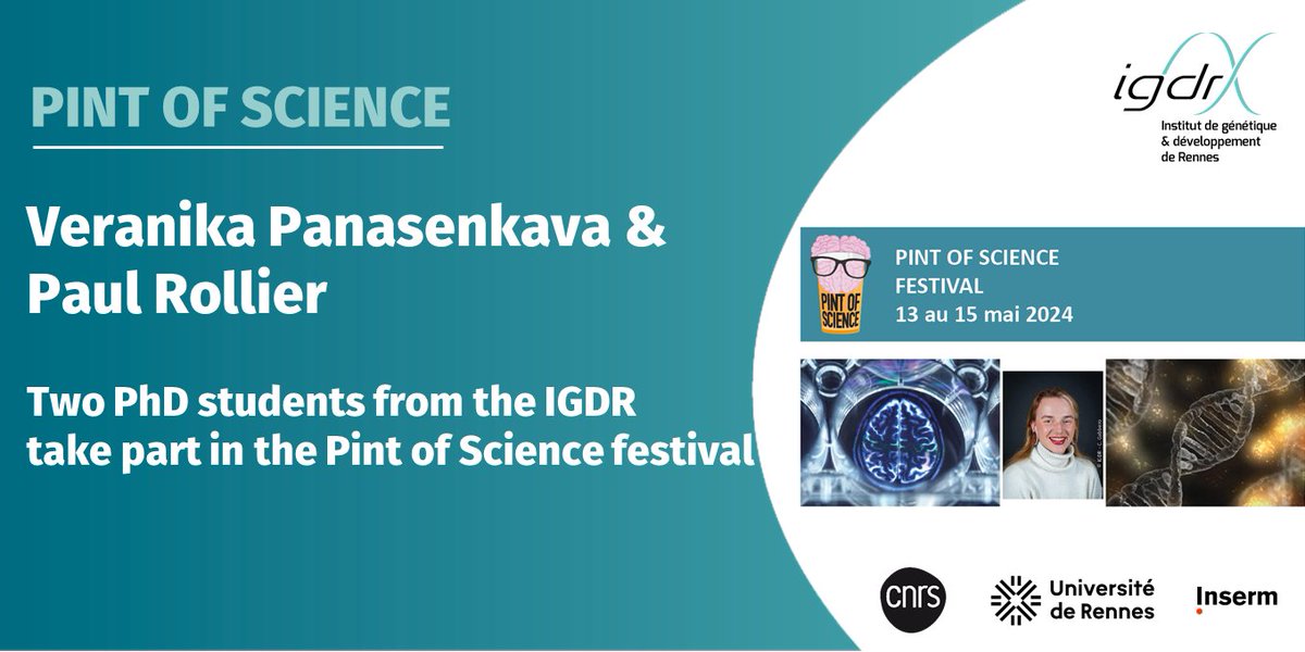 IGDR (@igdrennes) on Twitter photo 📢#pint24 #Science
2️⃣PhD students from the IGDR <a href="/IGDRennes/">IGDR</a> <a href="/ValerieDupe/">Dupe Research group</a>
🤝<a href="/CNRSbiologie/">CNRS Biologie</a> <a href="/CNRS_dr17/">CNRS Bretagne et Pays de la Loire</a> <a href="/RennesUniv/">Université de Rennes</a> <a href="/InsermGrdOuest/">Inserm Grand Ouest</a>
👉take part in the Pint of Science festival <a href="/pintofscienceFR/">Pint of Science FR</a>
📅 13 & 14/05
📍AMROK café #Rennes
ℹ️s.42l.fr/IGDRNews 📢#pint24 #Science
2️⃣PhD students from the IGDR <a href="/IGDRennes/">IGDR</a> <a href="/ValerieDupe/">Dupe Research group</a>
🤝<a href="/CNRSbiologie/">CNRS Biologie</a> <a href="/CNRS_dr17/">CNRS Bretagne et Pays de la Loire</a> <a href="/RennesUniv/">Université de Rennes</a> <a href="/InsermGrdOuest/">Inserm Grand Ouest</a>
👉take part in the Pint of Science festival <a href="/pintofscienceFR/">Pint of Science FR</a>
📅 13 & 14/05
📍AMROK café #Rennes
ℹ️s.42l.fr/IGDRNews