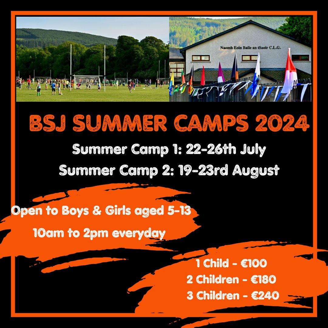 ✏️ Pencil it in - registration for the 2024 BSJ Summer Camps go live at 10am tomorrow, Tuesday the 14th of May.

The camps are open to Boys & Girls aged 5-14 and to both members and non-members, but spaces are limited so be sure to sign up via Clubzap as soon as possible.