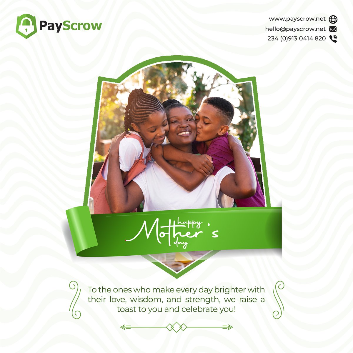 To the ones who make every day brighter with their love, wisdom, and strength, we raise a toast to you and celebrate you! Thank you for everything you do.

Happy Mother's Day from PayScrow, your trusted escrow partner!

#mothersday #happymothersday #digitalescrow #payscrow
