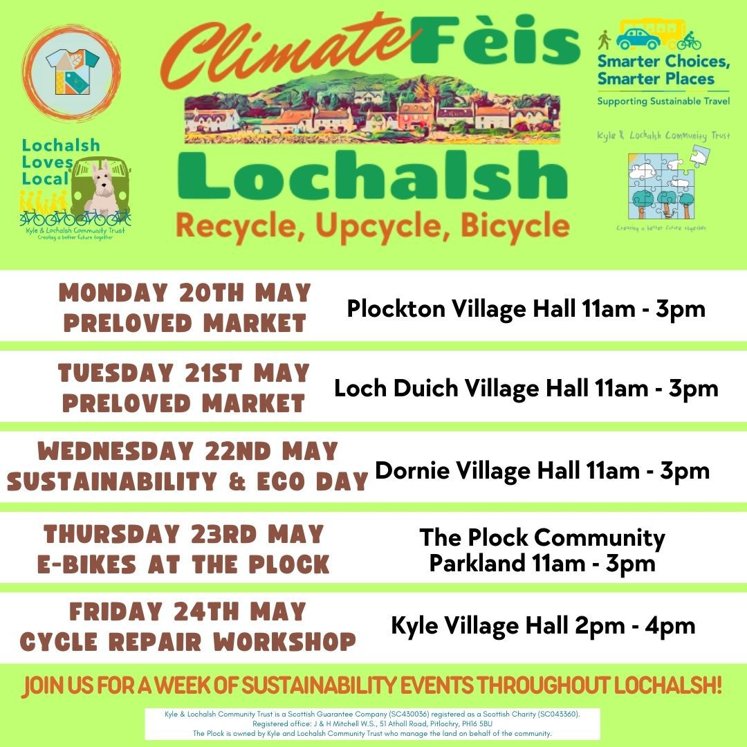 Next week Katy will be joining Kyle & Lochalsh Community Trust for a week long Climate Fèis! ✨ During the event enjoy their jam packed schedule of active travel and sustainability events throughout Lochalsh. 🌍 Katy can't wait to see you there, so mark those calendars! 🗓️