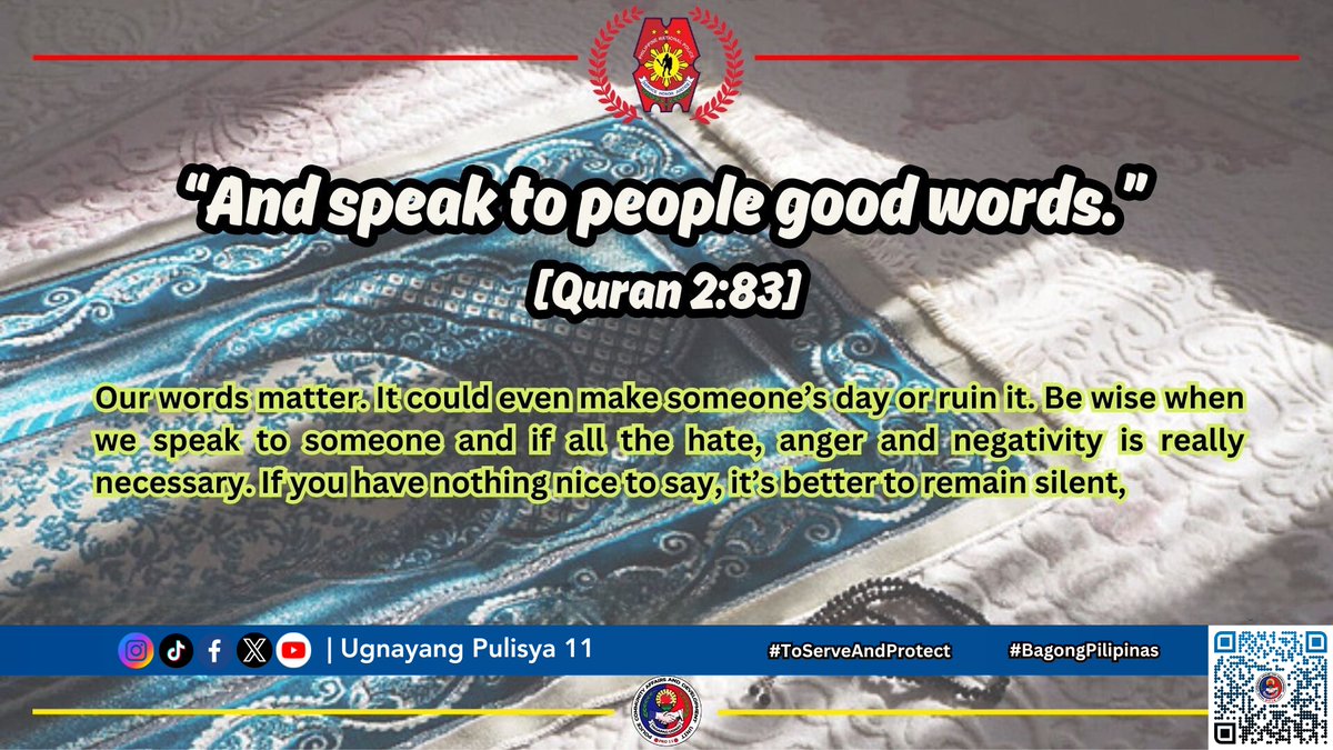 'And speak to people good works.' - Quran 2:83

#TeamPRO11
#ToServeandProtect
#BagongPilipinas
#ditosabagongpilipinasgustongpulisligtaska
#UgnayangPulisya11