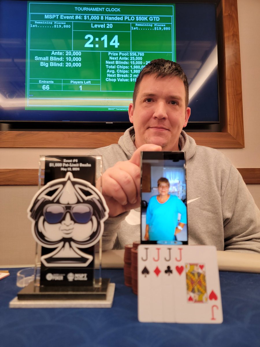 Congratulations to our @MSPTpoker Event #4: $1,000 8 Handed Pot Limit Omaha Final Table at @JACKClePoker @JACKCleCasino and, ultimately, to DJ Swartz for getting the outright win for $19,880 after besting the 66 player field 🏆🥳💪