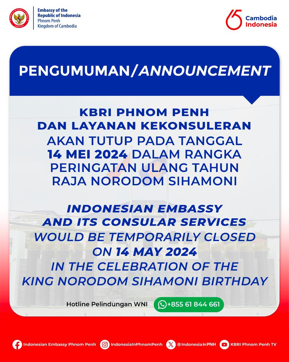 #IniDiplomasi #RintisKemajuan #DemiNKRI #NegaraMelindungi #IndonesiaUntukDunia #diplomasi #diplomacy #cambodia #kamboja #IndonesiaKamboja #65tahunIndonesiaKamboja #phnompenh #phnompenhcity