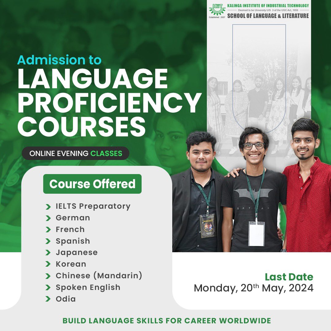 Enroll in your desired language course via forms.gle/5gEEJRobzwpkDm… by May 20, 2024. Access the registration form and course information on the KSLL website: ksol.kiit.ac.in. Acquire a competitive advantage with proficiency in foreign languages for a successful global