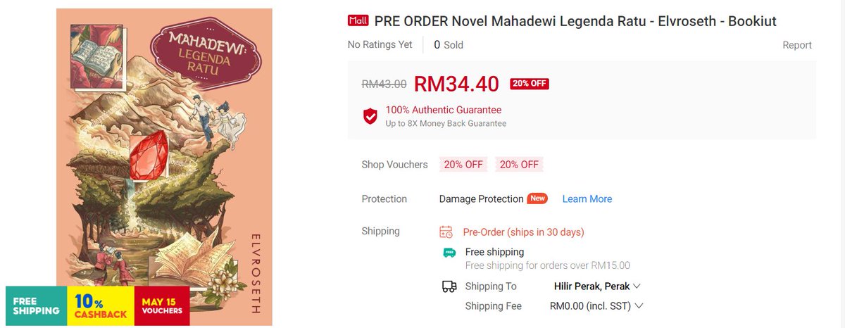 Hai, guys~~ Bookcafe dah buka preorder untuk novel Mahadewi: Legenda Ratu di Shopee. Bagi sesiapa yang tak dapat pergi PBAKL, bolehlah beli di sini dulu 😉

s.shopee.com.my/9KM4Ehd1Hf