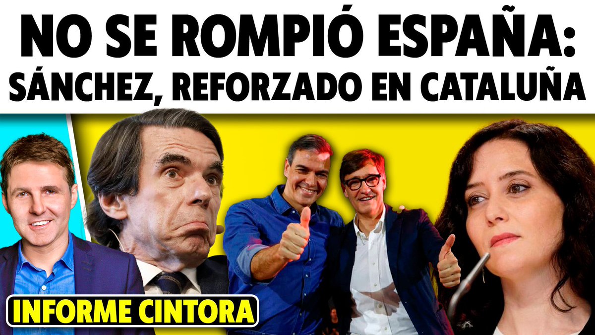 España no se rompe. Illa (PSC) gana las elecciones. Sánchez sale reforzado: el independentismo no suma, aunque depende de ellos para gobernar en Cataluña y en España. 🫂Cataluña vota diálogo y entendimiento. 

Mi opinión 👉 youtu.be/FLa96hcWJVs?si…

 #EleccionsParlament2024