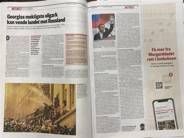 Denne artikkelen om Georgia var i Morgenbladet forrige helg, 3. mai, men beskriver bakteppet og hva som står på spill. Ivanisjvili vil skape Georgia om til Cayman Islands i Kaukasus, et skatteparadis for russiske oligarker