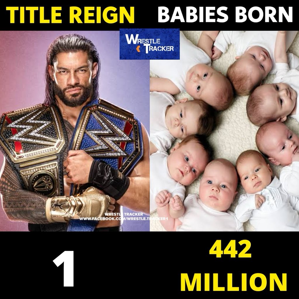 As per a research, 442 million babies were born during Roman Reigns’ Universal Championship reign! #RomanReigns #WWE