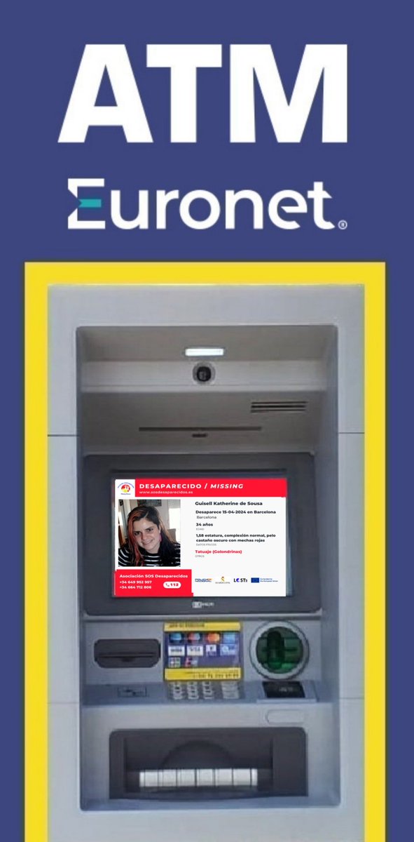 📢 Activamos la Red de cajeros automáticos de Euronet ATMs Cajeros España, para difundir la alerta de Guisell, desaparecida en Barcelona.  #Desaparecido #sosdesaparecidos #EuronetATMsEU. facebook.com/EuronetATMsES/