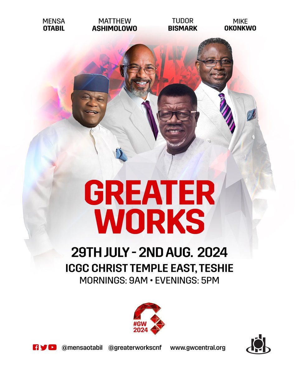 ICGCHolyGhost's tweet photo. GREATER WORKS 2024 🔥 

Lock the dates: 29 July to 2 August 2024. 
Don’t miss it!

#GW2024
#WeAreICGC https://t.co/vaoUvf4igU