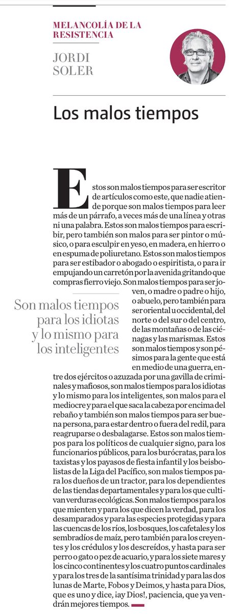 Los malos tiempos (para casi todo). Mi artículo de hoy ⁦@mileniodiario⁩ ⁦@Milenio⁩