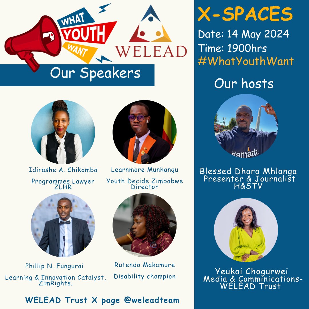 🚨🚨🚨Save the Date💥💥💥 Tomorrow at 1900 hrs, we are hosting #WhatYouthWant X-Spaces in partnership with @DiakoniaAfrica, @SwedeninZW, and @BROT_furdiewelt. You cannot afford to miss this one! Join us as we promote youth participation in local governance processes. @bbmhlanga