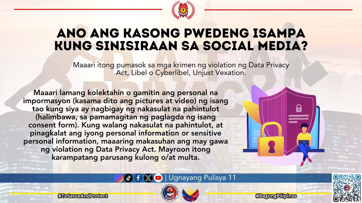 CRIME PREVENTION TIPS | Ano ang kasong pwedeng isampa kung sinisiraan sa social media?

#TeamPRO11
#ToServeandProtect
#BagongPilipinas
#ditosabagongpilipinasgustongpulisligtaska
#UgnayangPulisya11