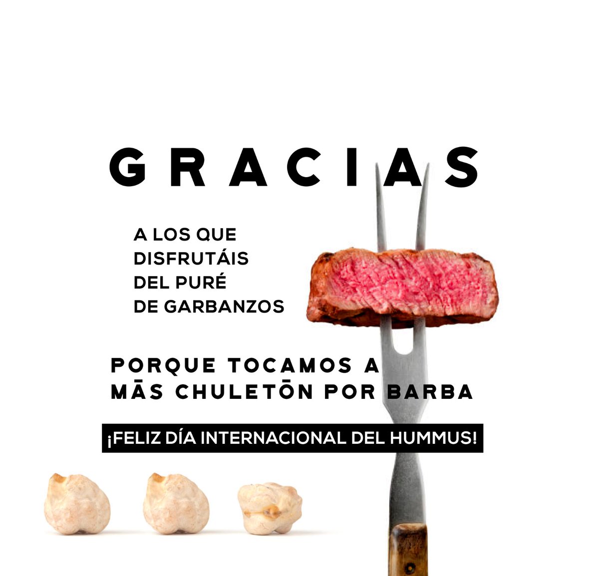 ¡Gracias a los que disfrutáis del puré de garbanzo, porque tocamos a más chuletón por barba! ¡Feliz #DiaInternacionalDelHummus! #equipocreativozaloalo #contandohistorias #construyendonuestrahistoria #diasinternacionales