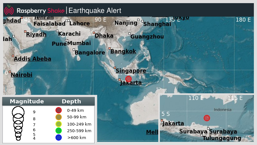 raspishakEQ's tweet photo. Preliminary M5.0 #Earthquake
ID: #rs2024jkqxxo
120km from #Tuban, #JavaSea
2024-05-13 06:42 UTC
Source: #EMSC
@raspishake
Join the largest #CitizenScience EQ community ➡ https://t.co/Y5O0dgJqJF
EVENT ➡ https://t.co/LCtpwLyjqK https://t.co/rycbHTPPZb