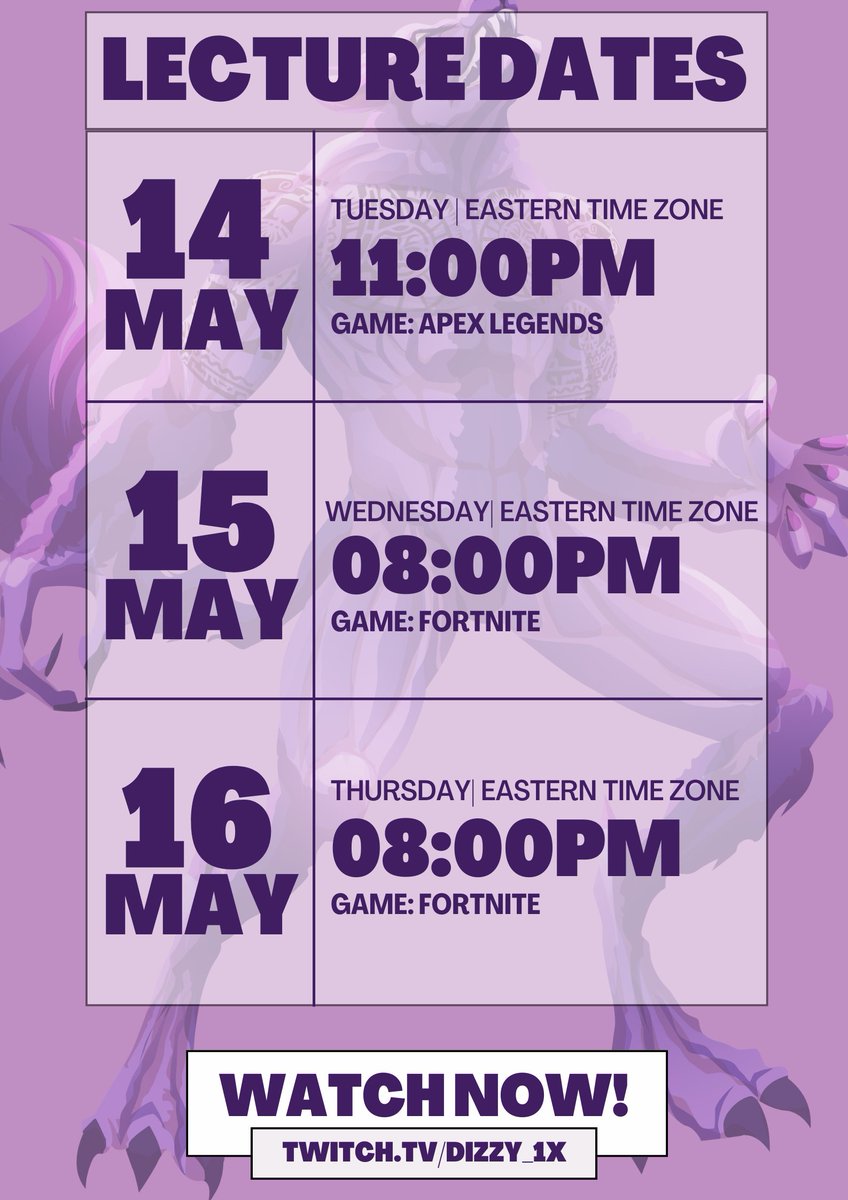 DiZZY1XUpdates's tweet image. #CSULiveAlert ---&amp;gt; Here Is Your Lecture Schedule For The Week!

Content Is Locked In And Will Start Rolling Out This Week! We’ve ADDED Apex Legends Back Into The Lineup Due To A New Season!

So Be Sure To Get Your Lecture This Week!

Twitch.tv/DiZZY_1X