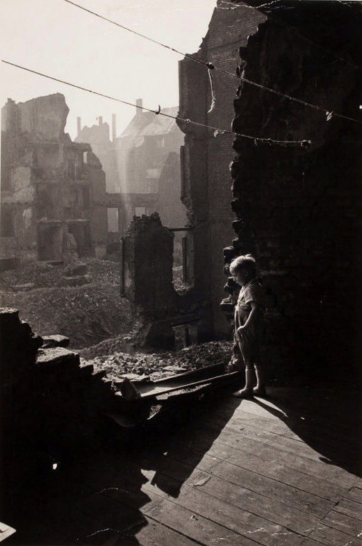 David Seymour. A boy amid devastation in Essen, Germany. 1947.