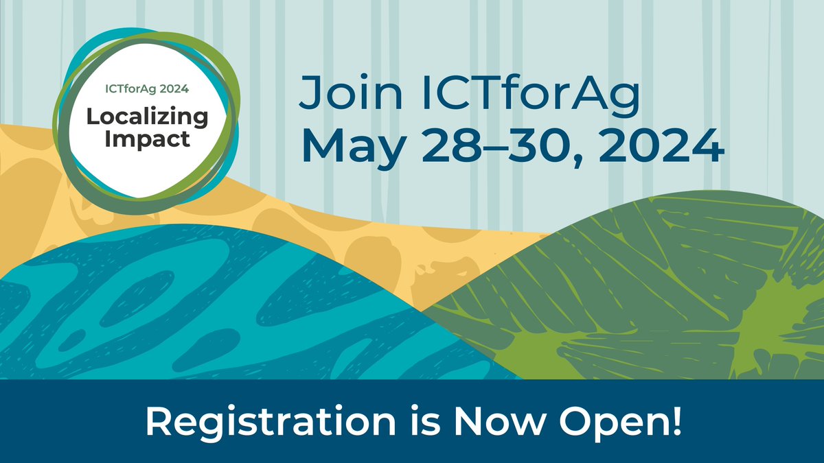 Registration is still open for #ICTforAg 2024! Theme:Theme: Localizing impact through inclusion, inspiration, and innovation. Topics will cover, AI, Climate, Data, Creating an Enabling Environment, Sustainability, and more.. Register here: ictforag.com/events/ictfora…… 📷💻