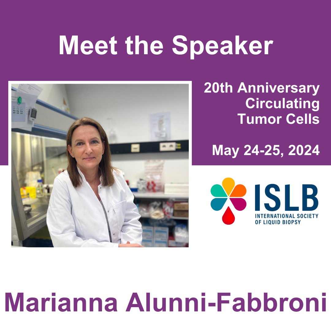 Join @AlunniMarianna at the 20th Anniversary of Circulating Tumor Cells in Granada, Spain from May 24-25, 2024. Dr. Marianna Alunni-Fabbroni received her PhD in Biochemistry from the University of Trieste (Italy) in 1997. After her postdoctoral research at the German Cancer
