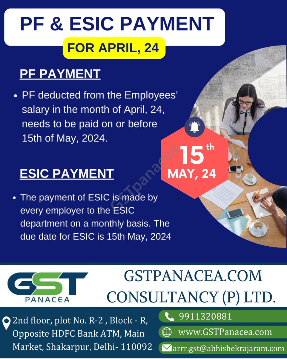 PF and ESIC Payment 
for April,24

 #PayrollProcessing #ESICPayment #PFContribution #SalaryProcessing