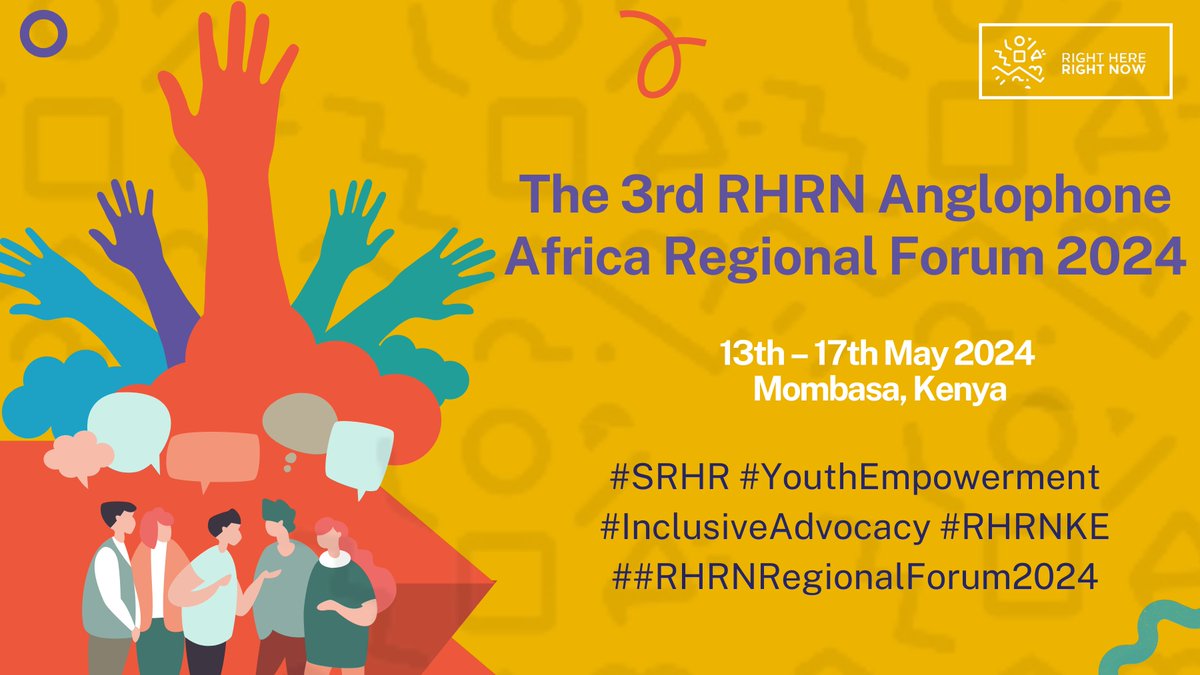Exciting news! 🌟The Right Here Right Now Regional Forum 2024 is live for the next 4 days! Join us as we collaborate, learn, and celebrate advancements in adolescent and youth sexual and reproductive health and rights across the Anglophone region. #RHRNRegionalForum2024 #SRHR