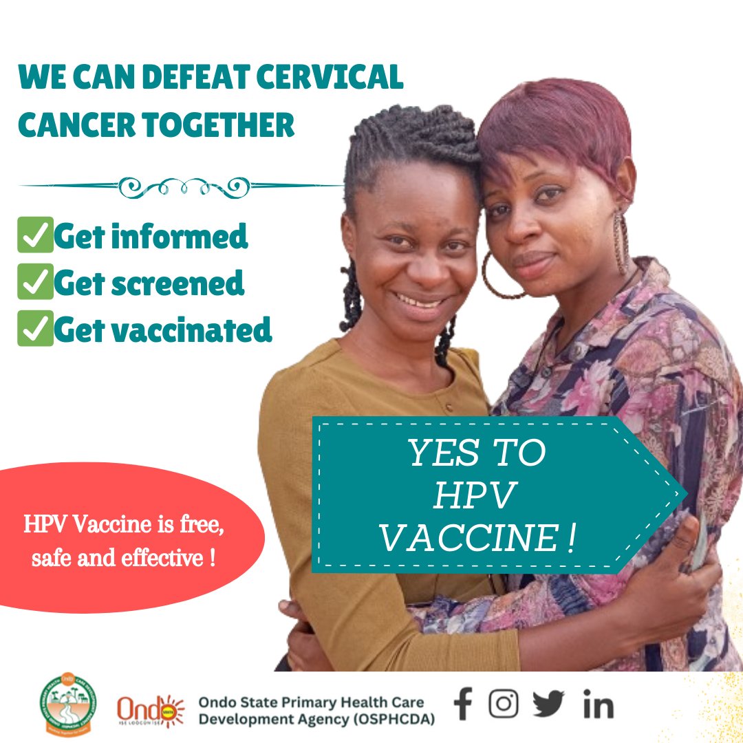 The HPV #vaccine is safe, effective and protects against cervical cancer. Together, we can defeat cervical cancer NOW ! 

#GetInformed
#GetScreened
#GetVaccinated