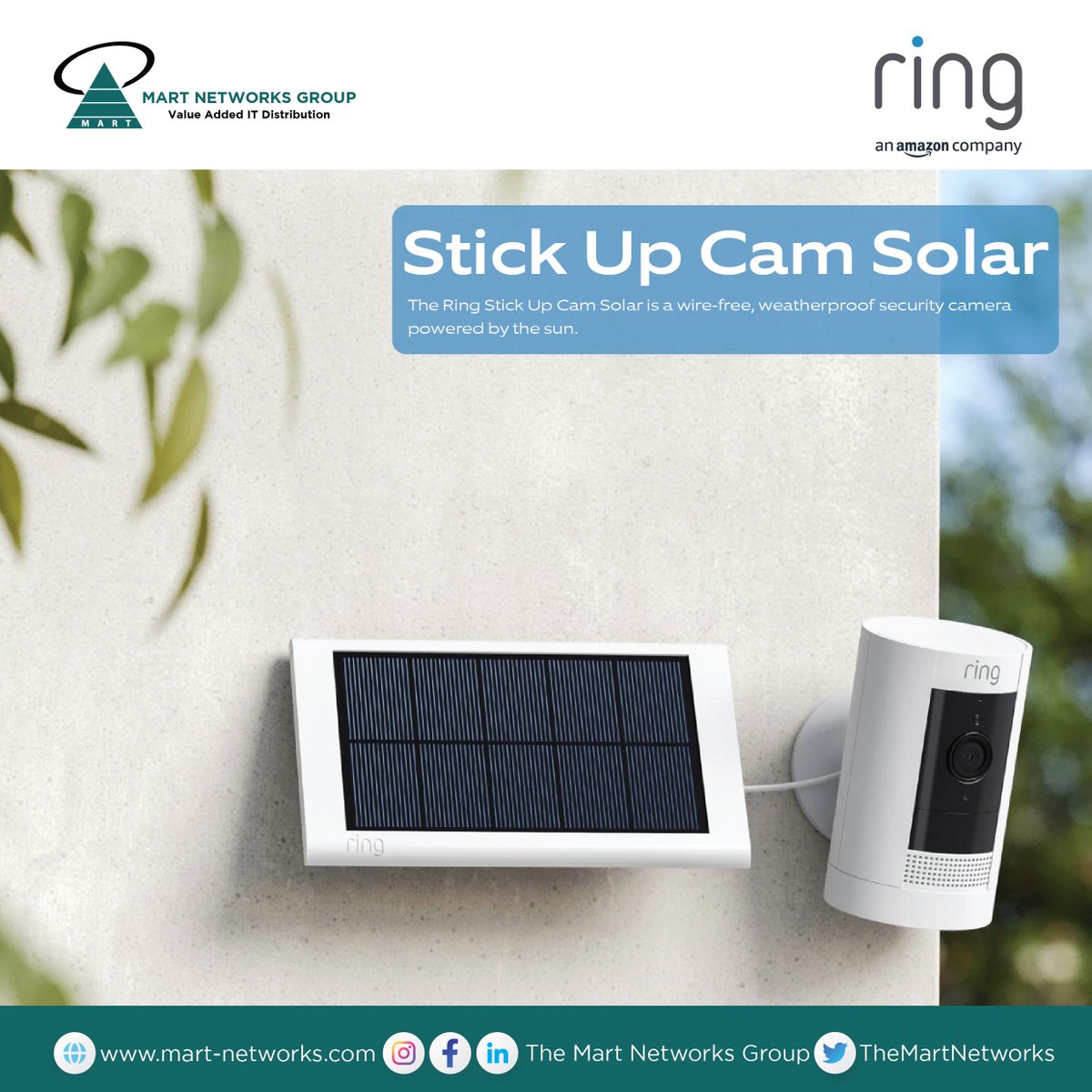 Keep an eye on your home, Stick Up Cam Solar #smarthome

Read More : ring.com/products/stick…

Contact Us For More Inquires and Purchase: mart-networks.com/contact-us

#themartnetworksgroup #awardwinningdistributor #youronestopitdistributor #valueaddedservices #Ring #StickUpCamSolar