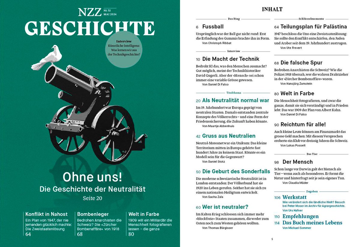 Neues Heft NZZ Geschichte: Ohne uns! Die Geschichte der Neutralität. Dazu etwa die Geschichte, wie Anarchisten 1918 die Schweiz bedrohten. Oder wie ein Milliardär 1909 plante, die ganze Menschheit fotografieren zu lassen. shop.nzz.ch/NZZ-Geschichte…