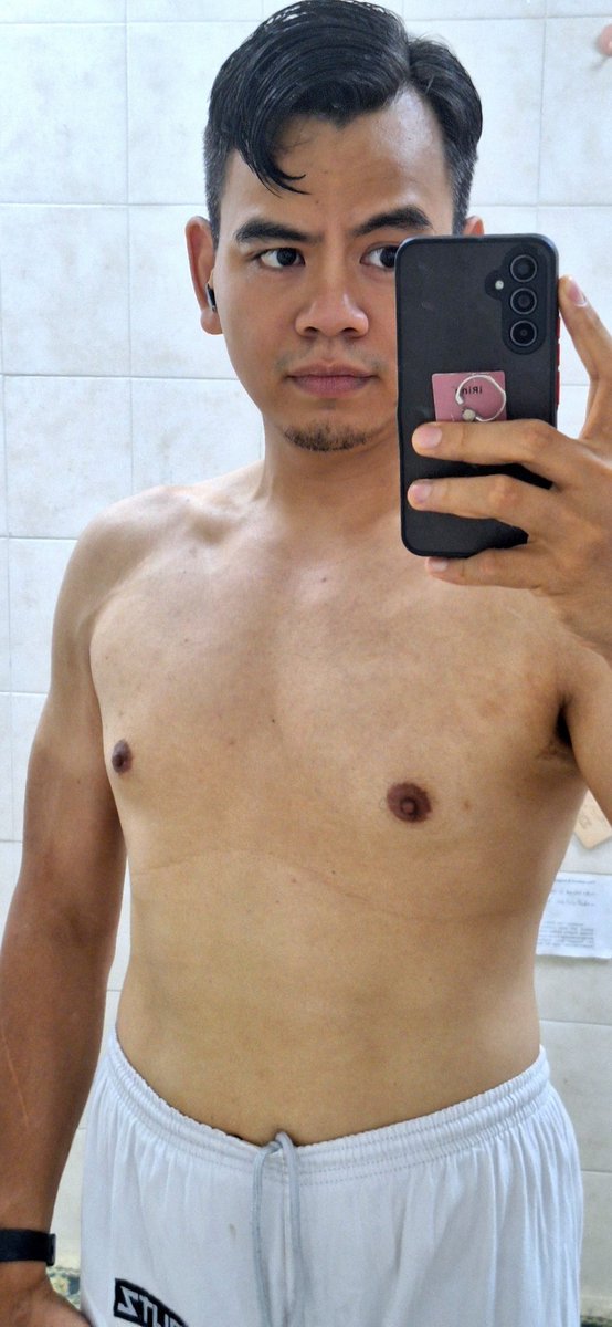 Body check after almost 1 year starting my fitness regime as a #martialartist and hitting the #gym. End of year 2024 goal, more prominent abs and chest.