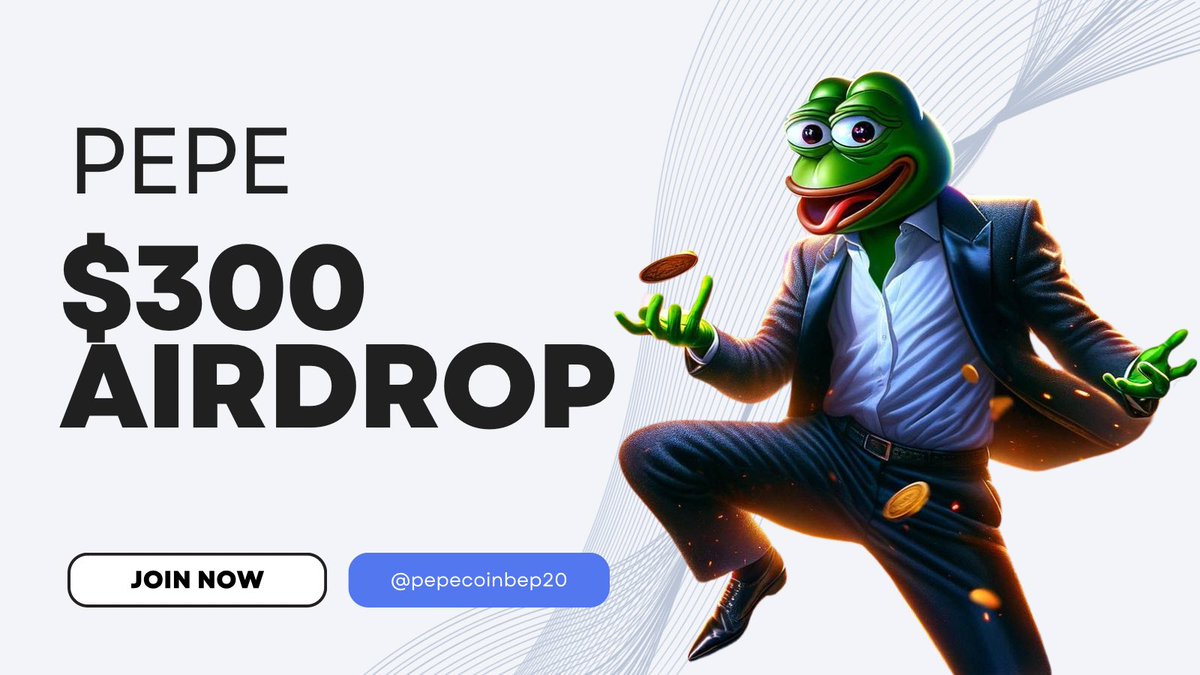 pepecoinbep20's tweet photo. Pepecoin $300 Airdrop! 🎉🌺

- Follow @pepecoinbep20 🕵️‍♂️
- Like this 👍
- Comment (include #300giveaway) 💬
- Share this 🔁
- Join us: https://t.co/HYZHO75ZyQ

Finished? DM us! 📩

#pepe #pepecoin #memecoin #bnb   #droplockers #altcoins #dogecoin https://t.co/UbnMJD6gwt