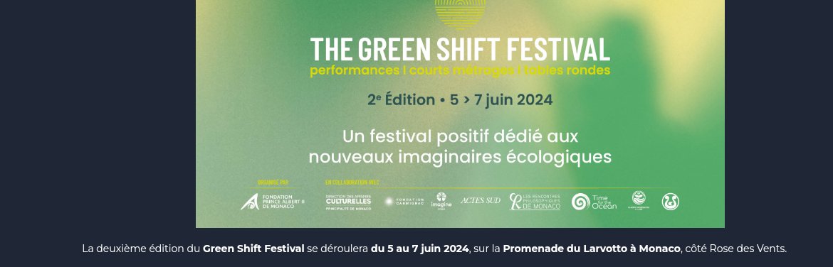 fpa2.org/en/events/The-… The Green Shift Festival #Monaco 5-7 june 2024,Promenade du Larvotto,Free entrance