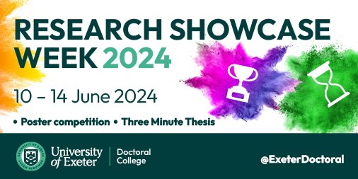 ❗️@UniofExeter PGRs- just one week left to apply for Research Showcase Poster Competition! Deadline is 5pm on Monday 20th- find out more and apply 🏅🏆: exeter.ac.uk/research/docto…