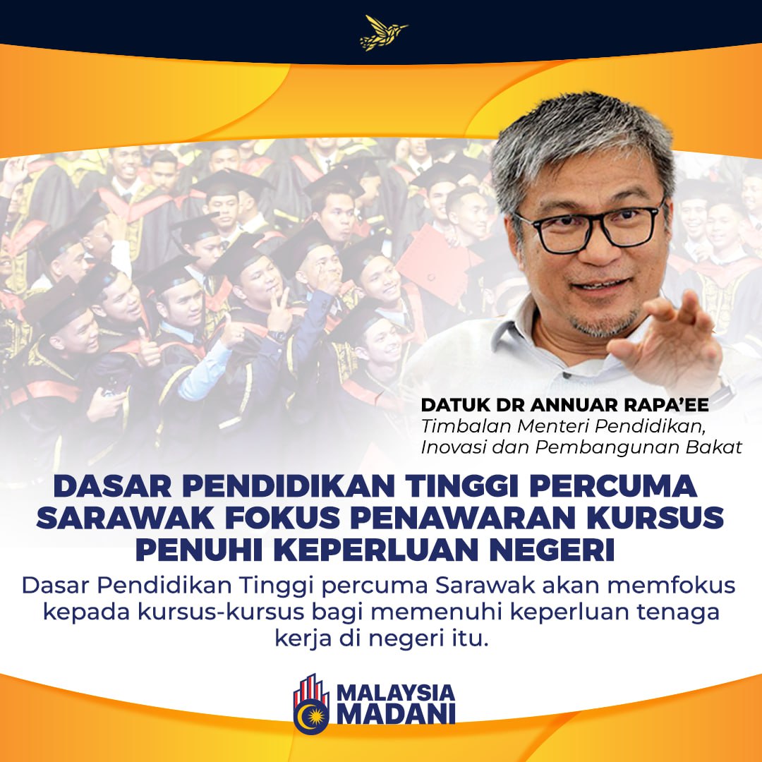 Dasar pendidikan tinggi Sarawak...
@MalaysiaMadani @DemiRakyatCH