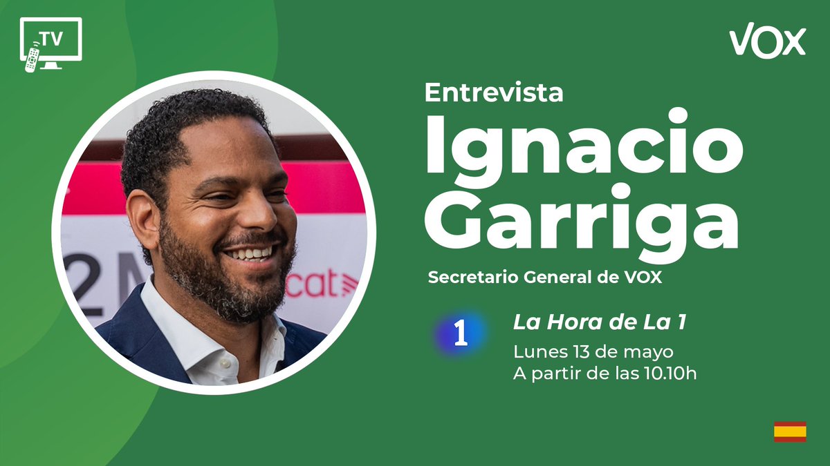 📺 Esta mañana @Igarrigavaz estará en “La Hora de La 1” (@LaHoradela1TVE) ⏰ A partir de las 10.10h ¡No te lo pierdas!