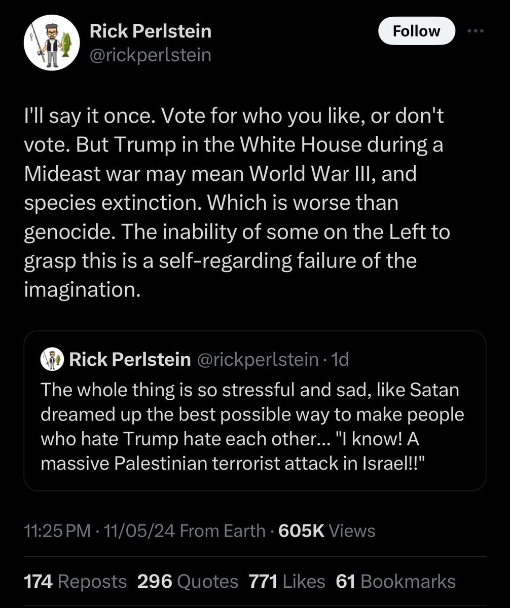 These people are genuinely mentally unwell.

They unironically think a Trump presidency will annihilate the human race lmao