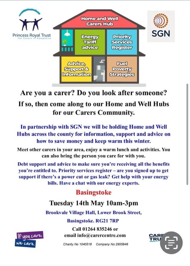 ukdavidwoods's tweet photo. Unpaid Carers (and their cared for person) drop in Support event at Brookvale Village Hall between 10am and 3pm 14th May 24 - Carers Info also online https://t.co/aaLkO5HV0T

@HIOW_ICS @BasingstokeVA
@bddforum
@BasingstokeGov https://t.co/B3MllT7k7A