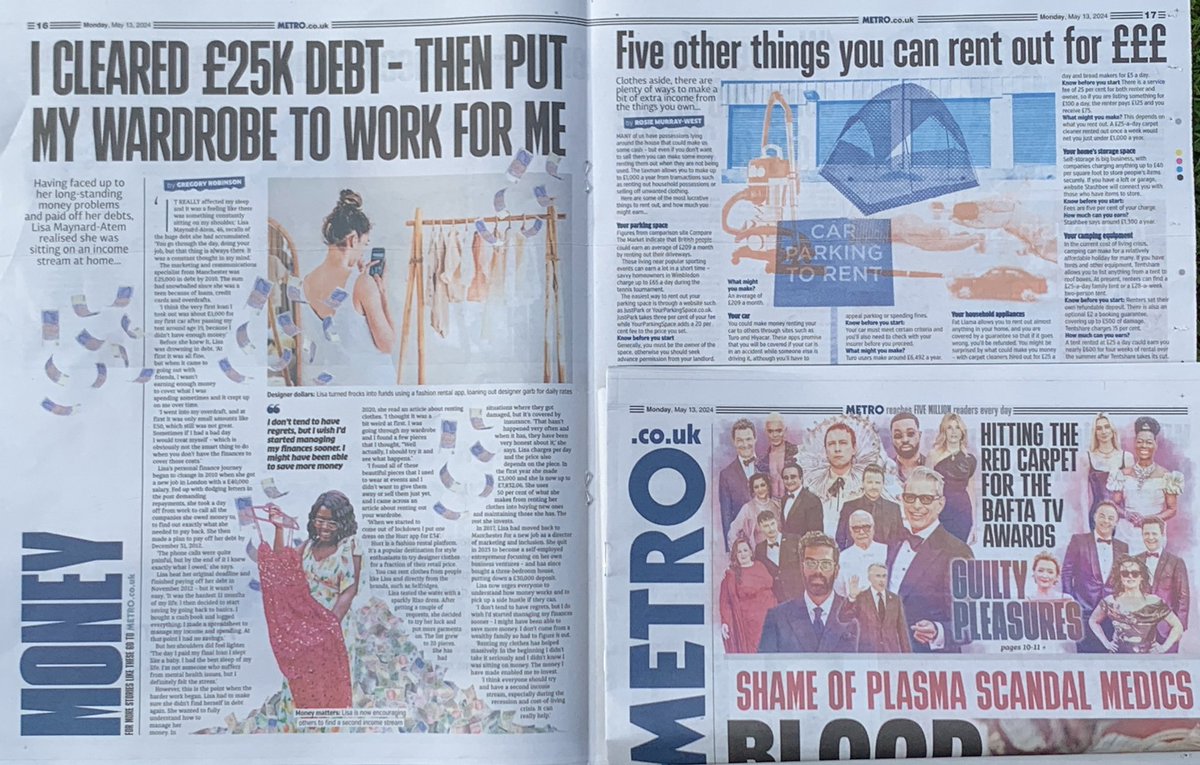 Great to see my story in @MetroUK today. Huge thanks again to @GregoryJourno for taking the time to chat to me.

Read all about it - metro.co.uk/2024/04/30/pai…

#STYLISA #RentWearShare #FemaleEntrepreneur #sustainableFashion  #FashionRentals