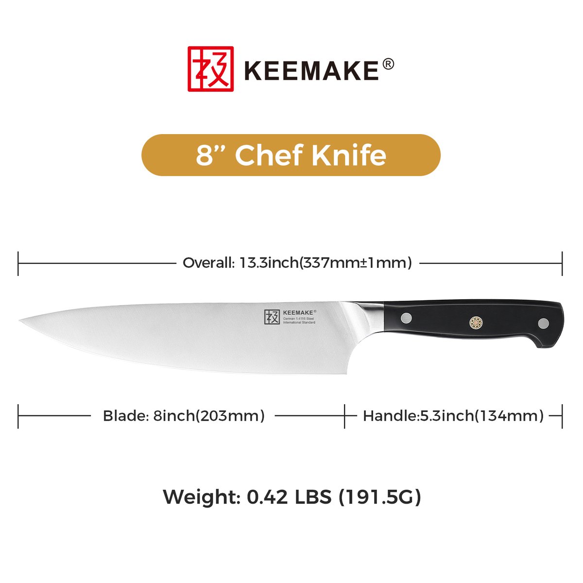 Elevate your culinary game with the KEEMAKE 8-inch Chef's Knife! Its ergonomic design and full tang construction ensure optimal control and stability for all your kitchen tasks. Say goodbye to dull knives and hello to precision cutting! 💫🔪 #KitchenTools #CookingSkills