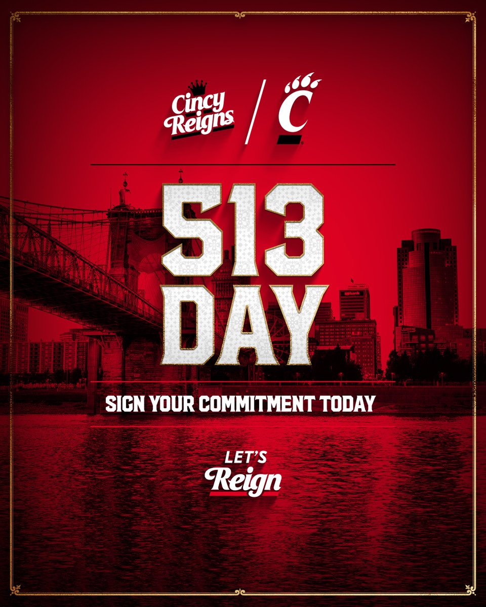 Happy #513Day!🚨 We're aiming to welcome 513 new members - donate as little as just $5.13 or as much as $5.3M! Unleash your Cincinnati pride and make it official—join @CincyReigns today! Let's reign together, Cincinnati. #LetsReign 🔗: gobearcats.com/reigns