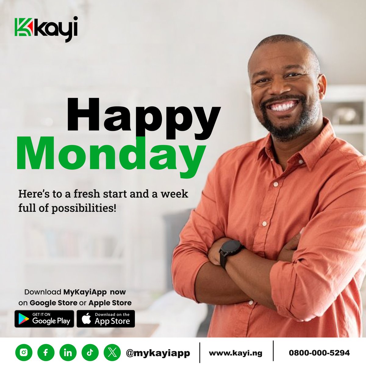 Happy Monday! Here's to a fresh start and a week full of possibilities. You've got this!

#HappyMonday
#MondayMotivation
#MyKayiapp
#Kayiway
#Digitalbanking