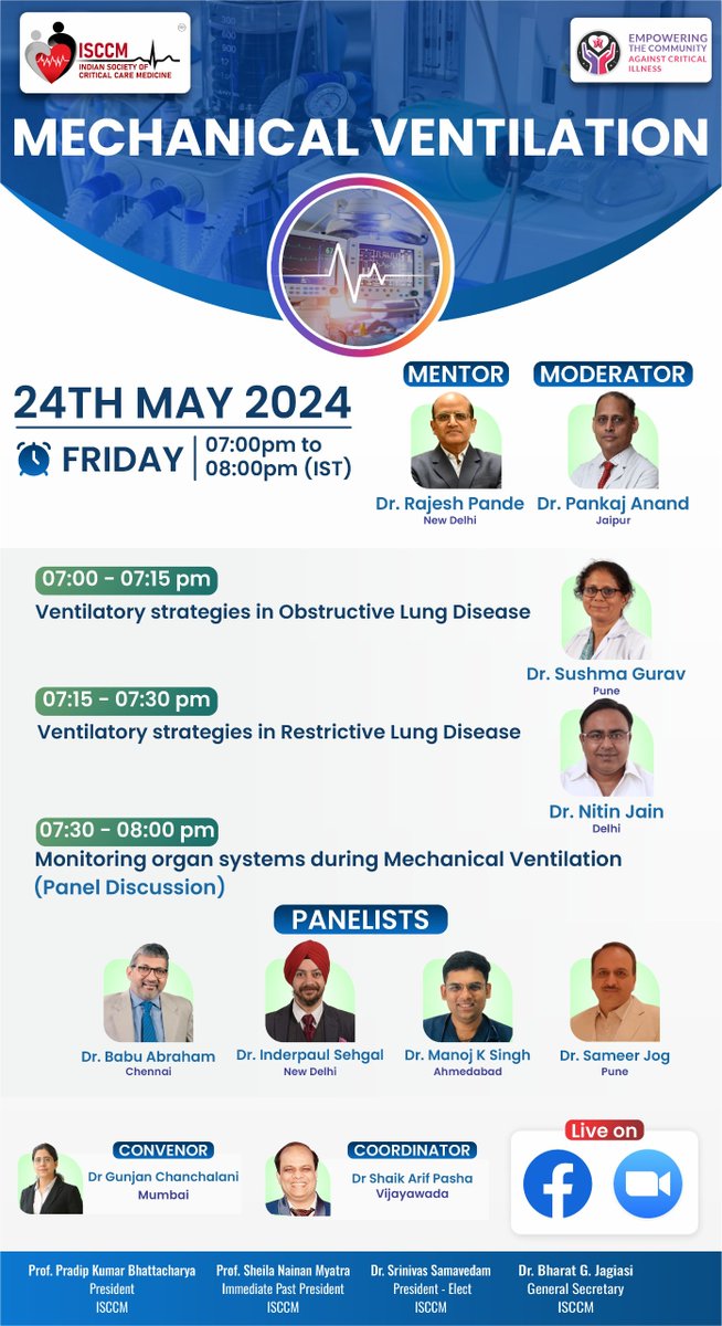 From 'one size fits all' to'individualized' solutions, mechanical ventilation at the bedside has evolved. Listen to our experts as they walk us through updated strategies and monitoring of critically ill patients on mechanical ventilators to enhance

#isccm #mechanicalventilation