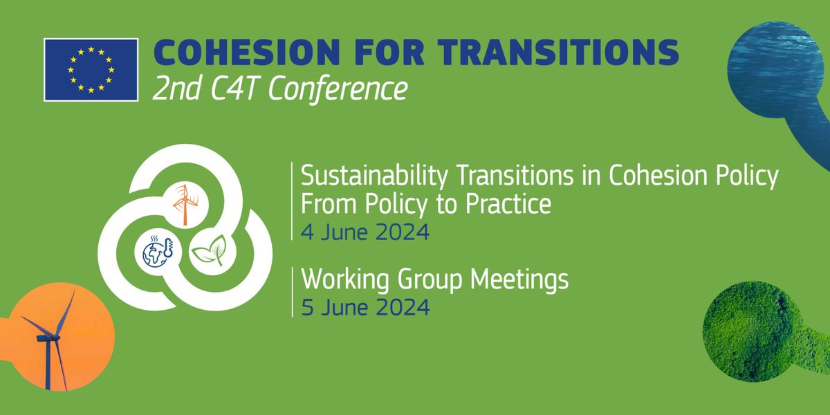 READY? the 2nd Edition of #C4T Cohesion for Transitions Conference is coming to Brussels June 4! 🌍🌱 Let's meet up to drive the change towards a greener, low-carbon 🇪🇺 economy! Info & registration 👉 app.swapcard.com/event/2nd-edit… stay tuned!