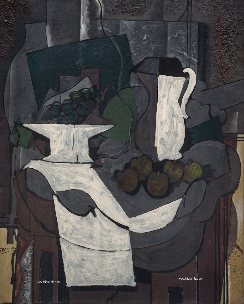 El francés Georges Braque, uno de los padres del cubismo, nació en Argenteuil-sur-Seine, el 13 de mayo de 1882. Más obras en el enlace: trianarts.com/georges-braque… #pintura #cubismo #georgesbraque