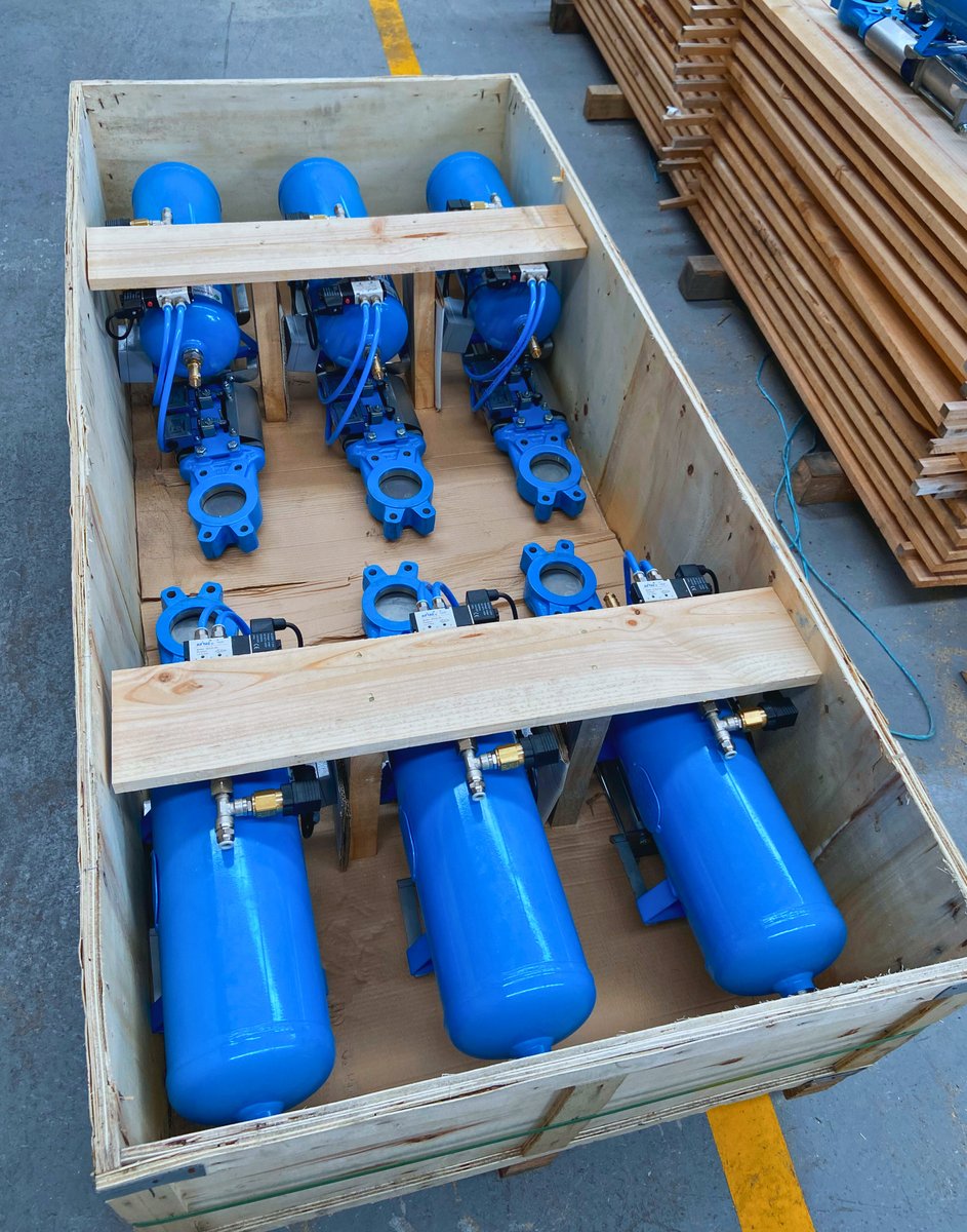 Batch of different type of <a href="/Valvulaszubi/">Válvulas Zubi S.L.</a>  #knifegatevalves (round &amp; square) supplied with double acting pneumatic actuators with auxiliary #airtank system and mechanical limit switches.
Duty: Waste water Plant
Location: Italy

#valvemanufacturer

valvulaszubi.com