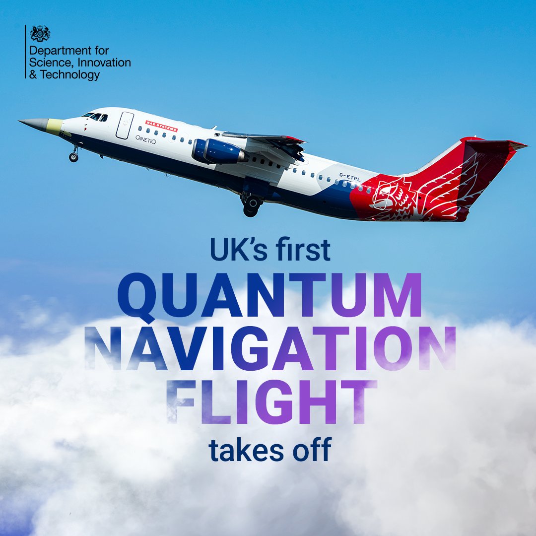 With £8m of government investment, @InfleqtionUK have successfully tested quantum navigation technology in flight for the first time in the UK. This tech will help protect against the hacking of GPS systems on UK airliners to make transport safer. 👉 gov.uk/government/new…
