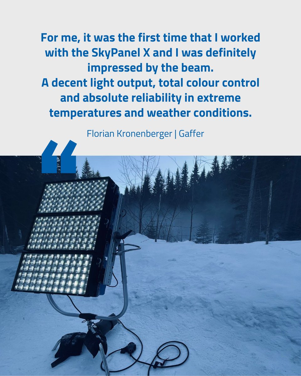 Exploring the untamed beauty of Finland's winter wonderland with Gaffer Florian Kronenberger! From icy forests to frozen lakes, the SkyPanel X21 and X23 paired with HyPer Optics illuminated the scenes with precision ❄️ #ARRI #ARRILighting #SkyPanelX #SkyPanel #gaffers #LED