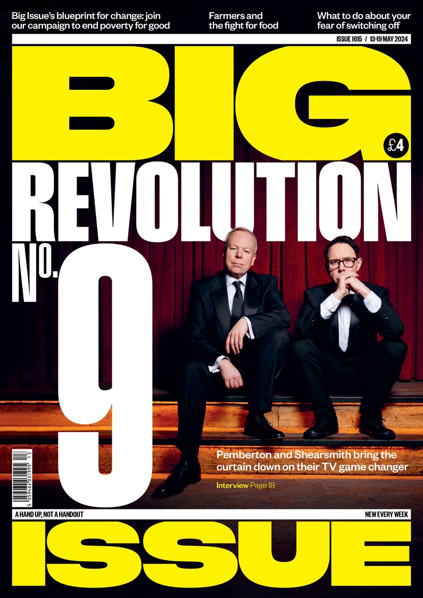 Inside (No. 9) this week's issue: 9️⃣ @reeceshearsmith and @SP1nightonly on the end of an era 🤝 Our campaign to end poverty for good 🎭 @thelizcarr on finding acceptance 📸 Life through a working-class lens and much more! Find your local vendor: bigissuenorth.com/find-a-vendor/