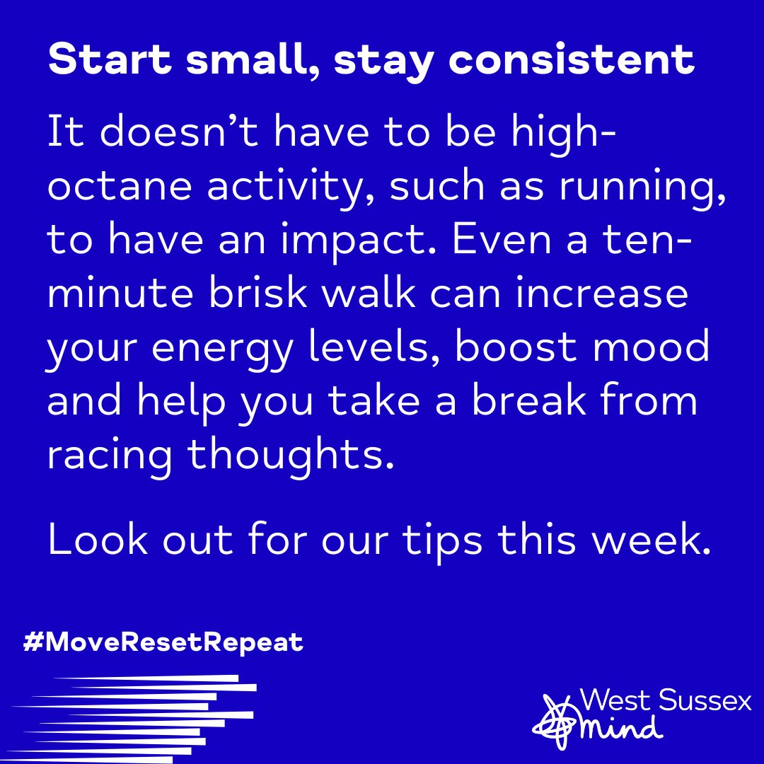 Welcome to #MentalHealthAwarenessWee 2024, where the theme is the power of moving for your #mentalhealth 🏃🏽‍♀️🏊🏿⁠ We'll be sharing stories, offering tips & extolling the virtues of movement in all shapes & forms. ⁠➡️ Resources & tips: westsussexmind.org/help_and_suppo… ⁠#MoveResetRepeat
