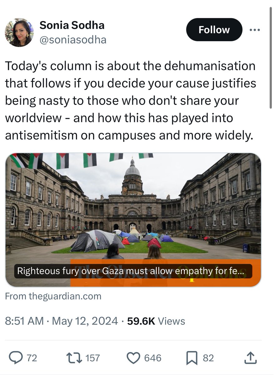 This is irresponsible journalism. Visit any encampment and watch our students be nothing but civil as they protest a genocide. Jewish students are safe, and numerous in our midst. The only instance of threat we’ve had at Oxford came from outside x.com/_madeleinejane…