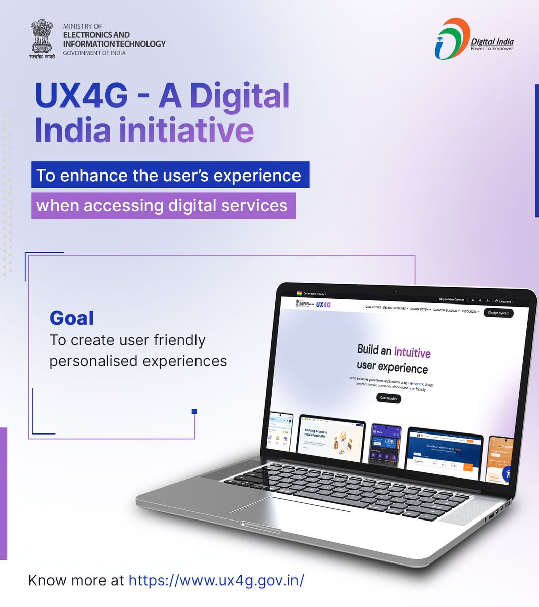 UX4G aims to assist various govt depts in improving the user experience (UX) and user interface (UI) of their digital applications. ➡️For a more user-friendly and enjoyable experience! Visit ux4g.gov.in | #DigitalIndia @ux_4g